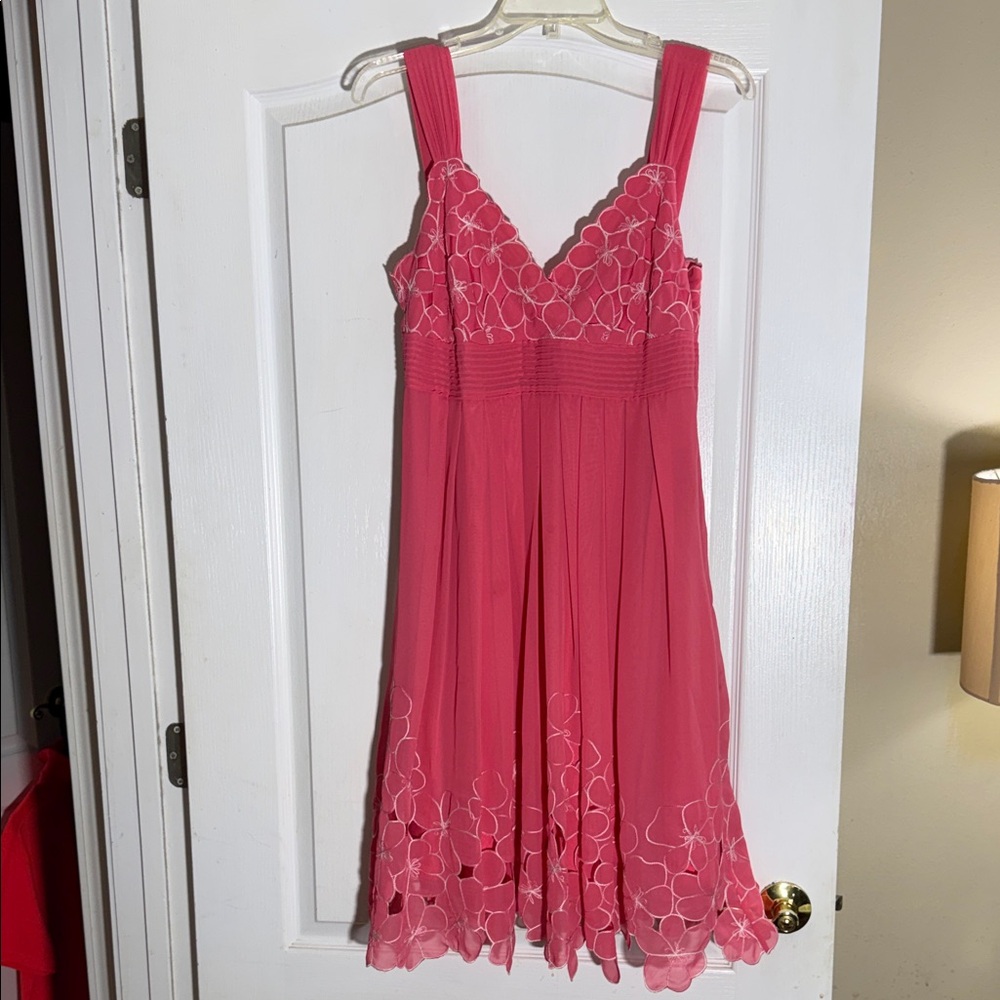 ANTONIO MELANI Pink Backless Floral Appliqué Cocktail Dress